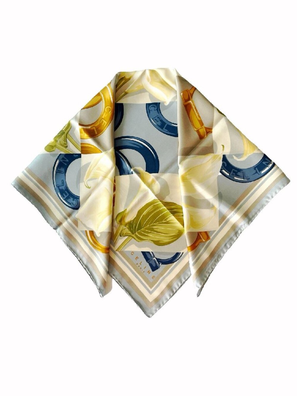 CELINE Vintage Calla Lily Silk Scarf